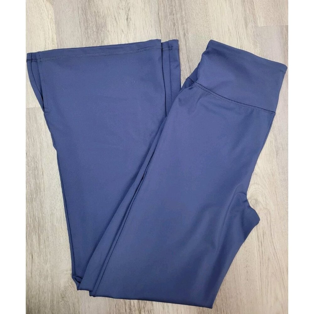 American Eagle Everything Flare Legging High Waist Slit Leg Navy Blue Size L Reg